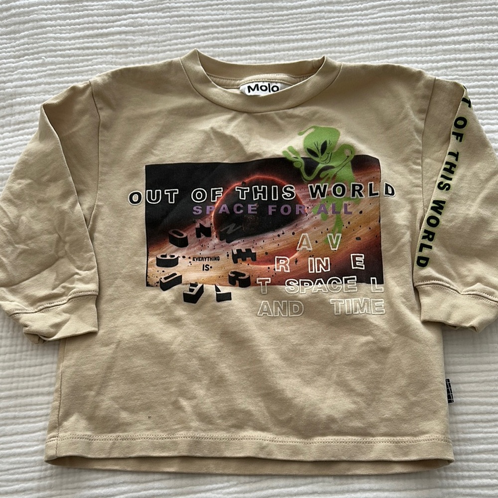 Molo Kids Beige Graphic Long Sleeve Shirt Rube